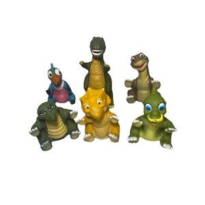 1988 Pizza Hut Land Before Time Hand Puppets Complete Set of 6 Vintage Toys